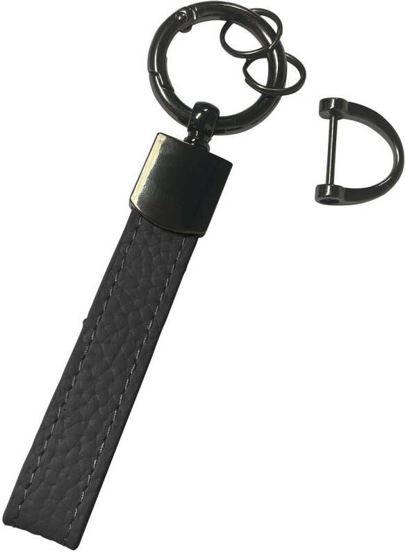Basey Sleutelhanger Leer Leren Sleutelhanger Met Sleutelhanger Ringen Zwart