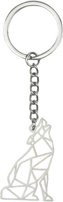 Basey Sleutelhanger Patroon Metalen Sleutelhanger Geometrisch Wolf