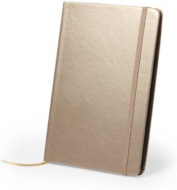 Merkloos Luxe pocket schrift notitieblok 21 x 15 cm in kleur goud Notitieboek