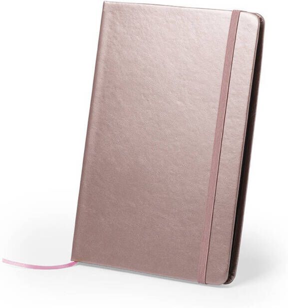 Merkloos Luxe pocket schrift notitieblok 21 x 15 cm in kleur rose goud Notitieboek