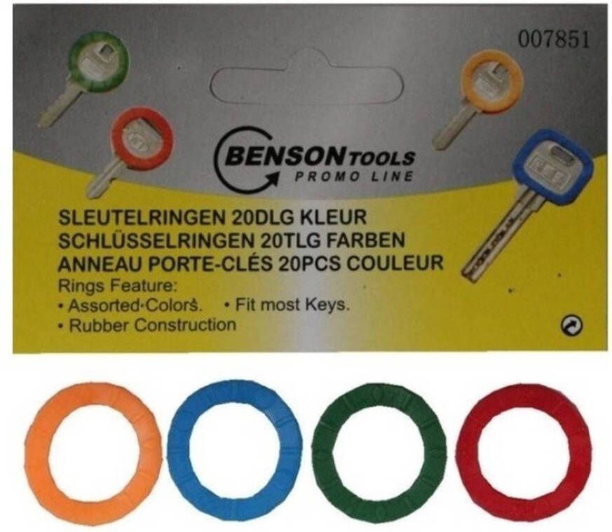 Benson Sleutel ringen gekleurd 30 stuks. Sleutelhangers