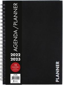 Benza 18 Maanden Planner Agenda A4 Black Spiraal 2022 2023