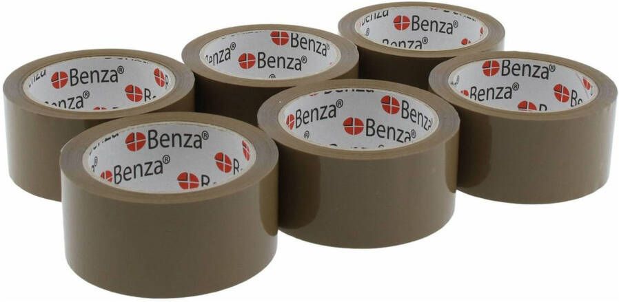 Benza 18 Rollen Extra Sterke Bruine Verpakkingstape Breed Plakband 50 mm x 66 mtr