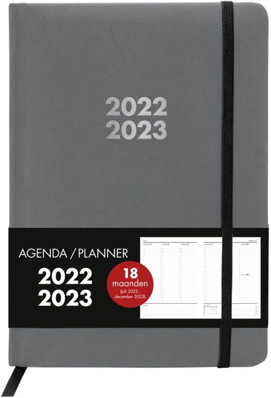 Benza Agenda planner 18 maanden Juli 2022 december 2023 A5 grijs