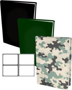Benza Assortiment Rekbare Boekenkaften A4 2 X Camouflage 2 X Zwart 2 X Groen Inclucief Labels