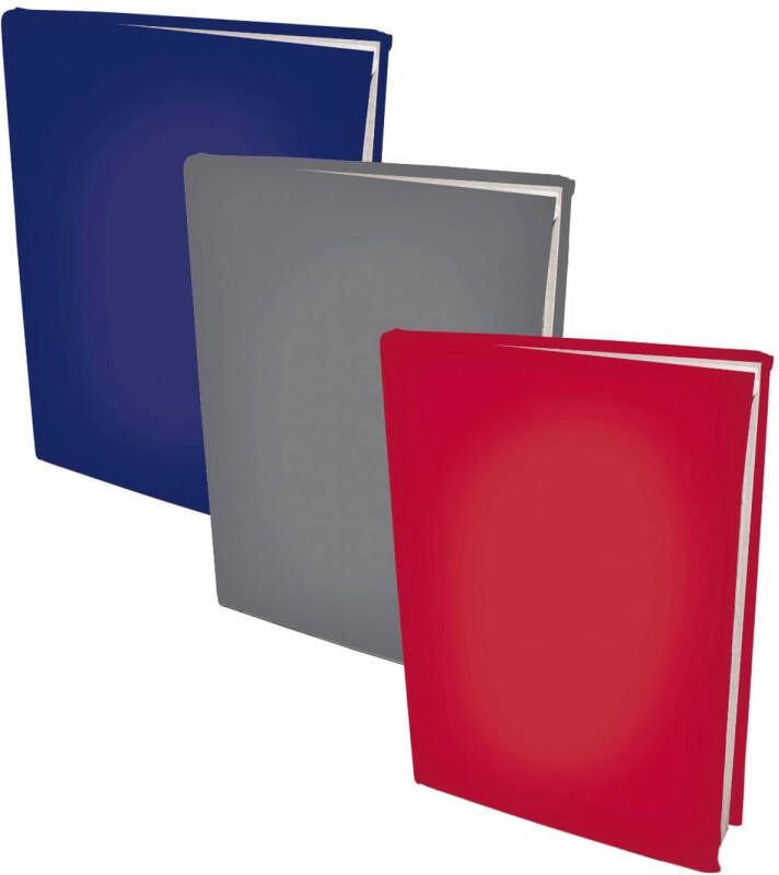 Benza Assortiment rekbare boekenkaften A4 Blauw Grijs en Rood 3 stuks