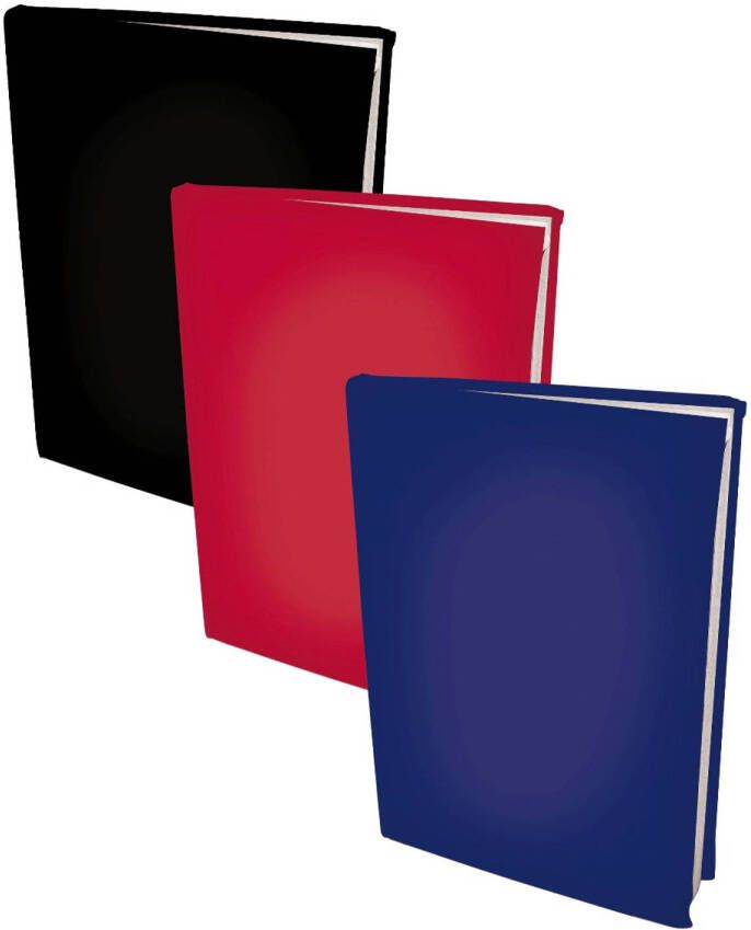 Benza Assortiment rekbare boekenkaften A4 Zwart Blauw en Rood 3 stuks