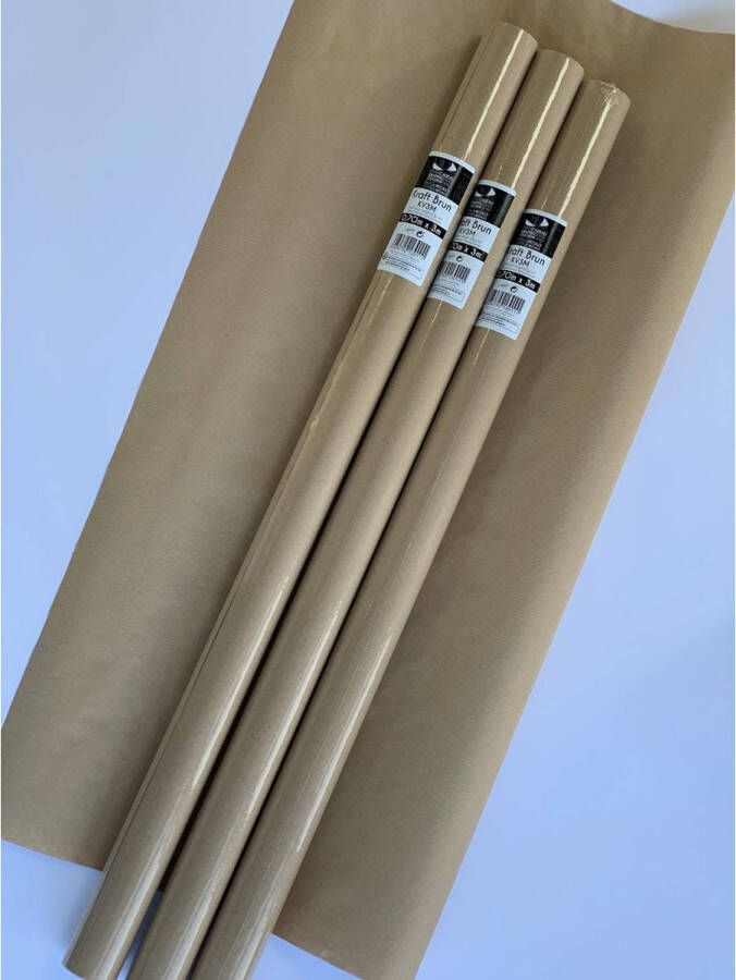 Benza Bruine kraft pakpapier kaftpapier cadeaupapier inpakpapier 300 x 70 cm 3 rollen