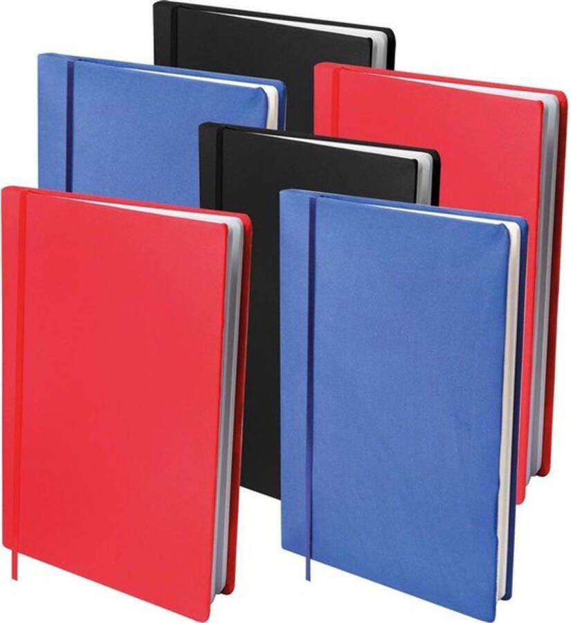 Benza Dresz Rekbare Boeken A4 Formaat 6-Pack (zwart blauw rood)