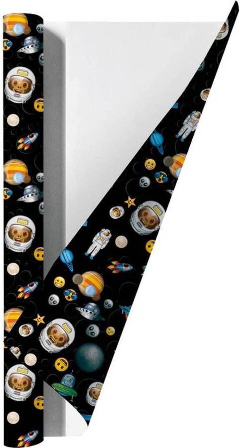 Benza Emoji Space kaftpapier voor schoolboeken 200 x 70 cm 3 rollen