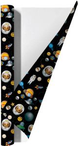 Benza Emoji Space Money Kaftpapier Voor Schoolboeken 200 X 70 Cm 3 Rollen