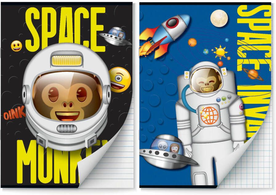 Benza Emoji Space Monkey schriften Lijn en Ruit 10 mm A4 4 stuks