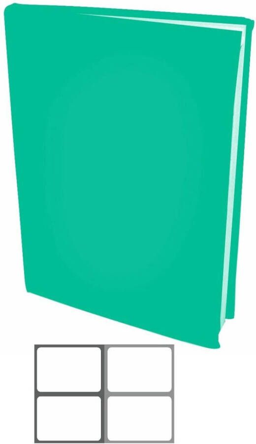 Benza Rekbare boekenkaften A4 Turquoise Groen 12 stuks inclusief Grijze labels