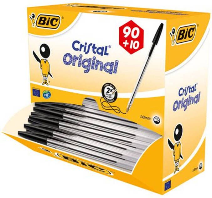 Bic balpen Cristal Medium voordeelpak 90 + 10 gratis zwart