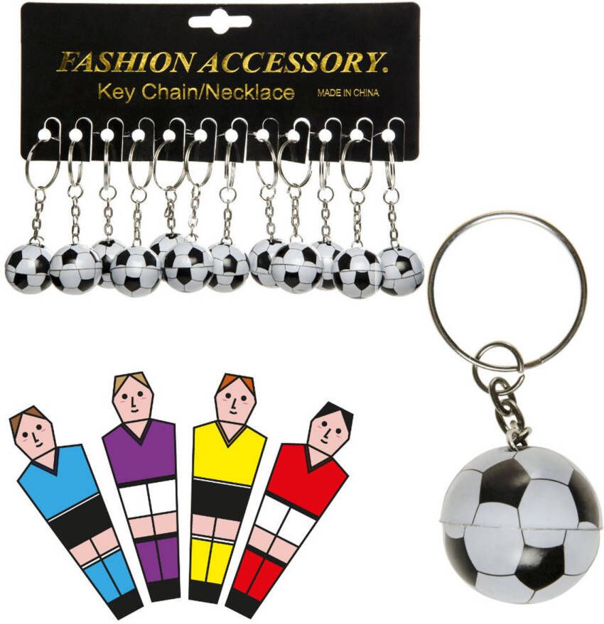 Decopatent Uitdeelcadeaus 48 STUKS Voetbal Sleutelhangers Metaal