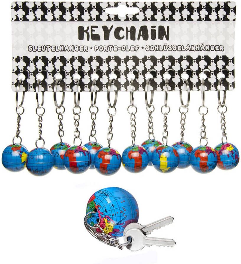 Decopatent Uitdeelcadeaus 48 STUKS Wereldbol Sleutelhangers