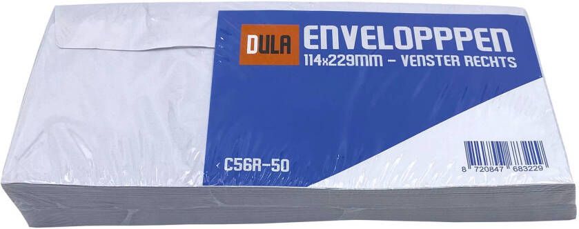 DULA C5 6 Enveloppen Bank envelop Venster rechts 114 x 229 mm 50 stuks zelfklevend met plakstrip 80 Gram