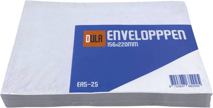 DULA EA5 Enveloppen 156 x 220 mm 25 stuks Wit Zelfklevend met plakstrip 80 gram