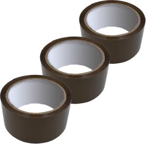 DULA Verpakkingstape Bruin 3 Rollen Dozentape 50 Mm X 60 M Plakband