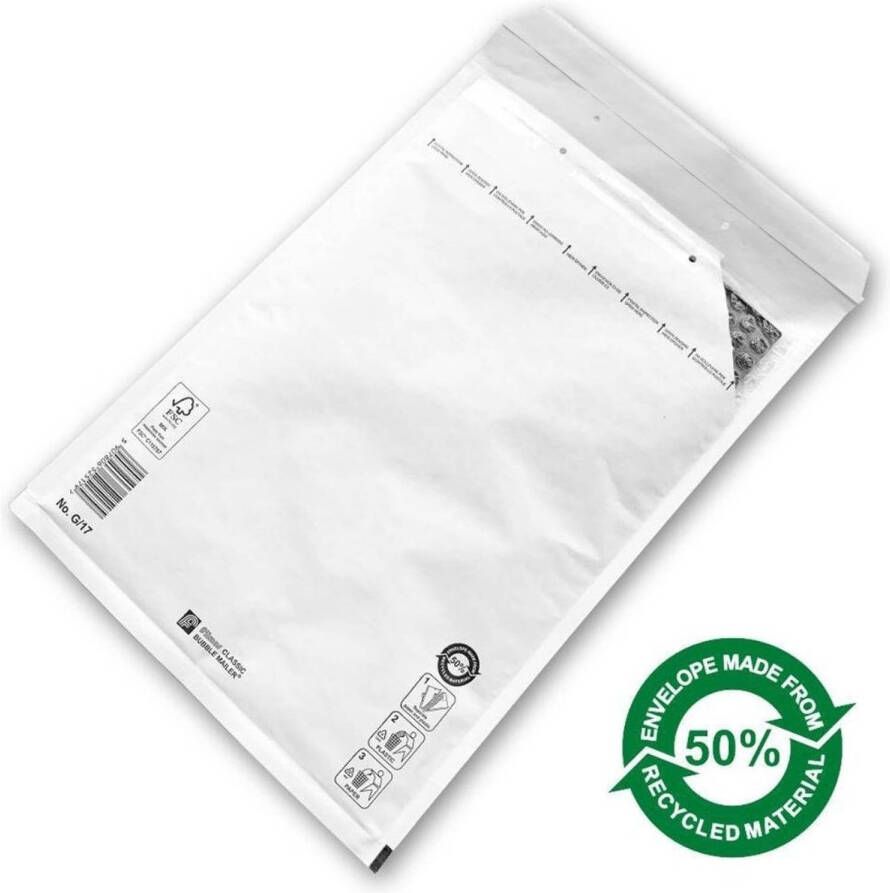 DutchLabelStore.NL Witte bubbeltjes envelop 100 stuks wit buitenmaat: 200 x 275 mm