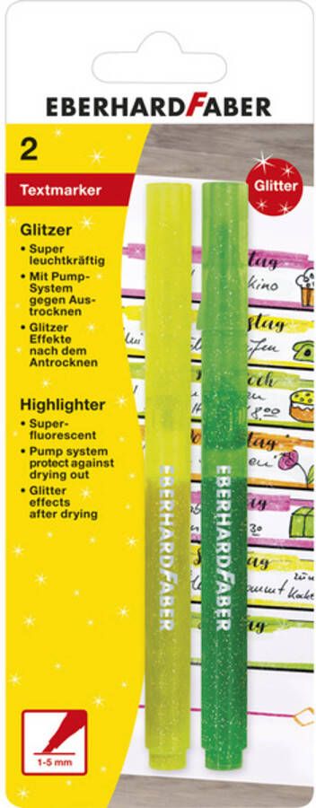 Eberhard Faber Markeerstift Glitter etui 2st.(geel groen )