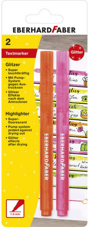 Eberhard Faber Markeerstift Glitter etui 2st. (oranje roze)