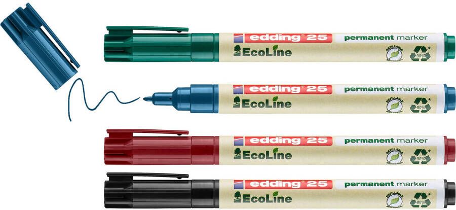 Edding 25 4 S Ecoline permanent marker set assorti 4 stuks 1mm