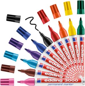 Edding permanent marker 3000 doos van 10 stuks in geassorteerde kleuren
