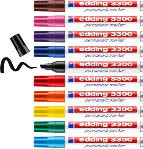 Edding permanent marker e-3300 doos van 10 stuks in geassorteerde kleuren