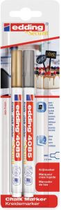 Edding Krijtmarker e-4085 ronde punt van 1 2 mm blister van 2 stuks zilver en goud