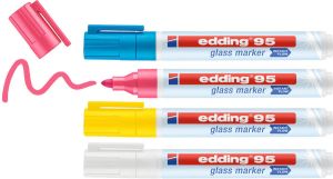 Edding e 95 glasmarker set van 4 geassorteerde kleuren licht
