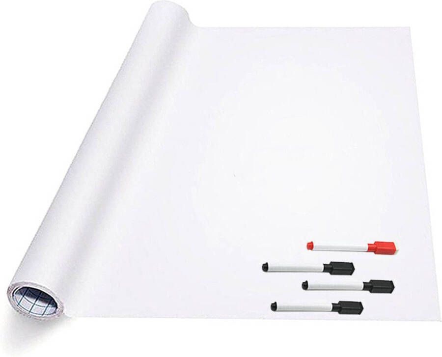 FLOKOO Whiteboard Folie XL Zelfklevend met 4 Stiften met Wisser 90 x 100 cm