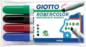 Giotto Robercolor whiteboardmarker maxi schuine punt etui met 4 stuks in geassorteerde kleuren 20 stuks