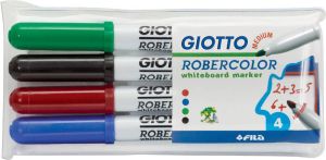 Giotto Robercolor whiteboardmarker medium ronde punt etui met 4 stuks in geassorteerde kleuren 20 stuks