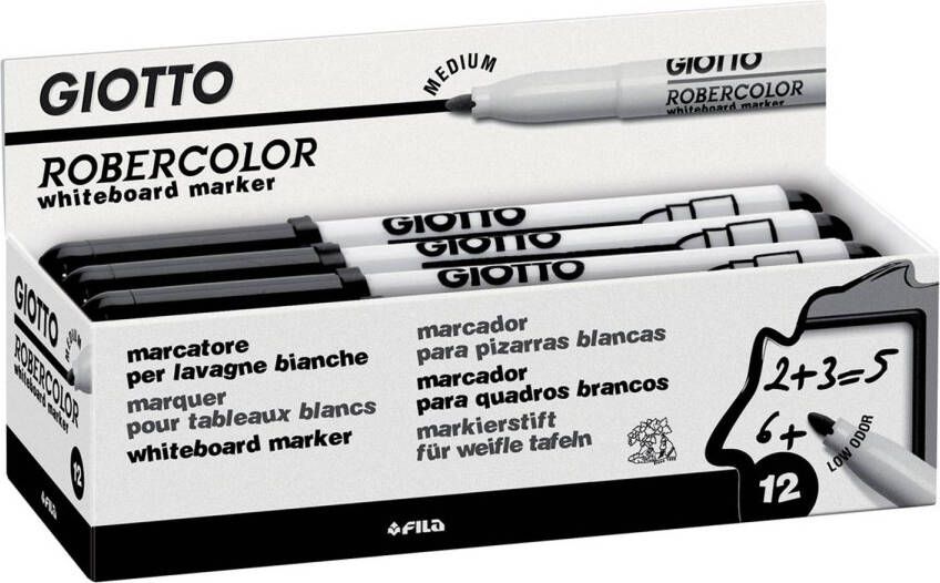 Giotto Robercolor whiteboardmarker medium ronde punt zwart 12 stuks