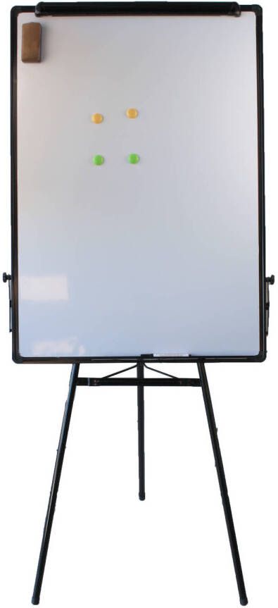 GS Quality Products Lowander 3in1 flipover bord driepoot Flip-over whiteboard Magneetbord 100x70 cm Zwart