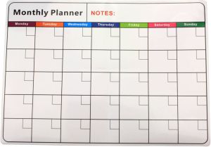 GS Quality Products Lowander familieplanner magnetisch whiteboard A3 30x42 cm Maandplanner Weekplanner Incl. stift en wisser