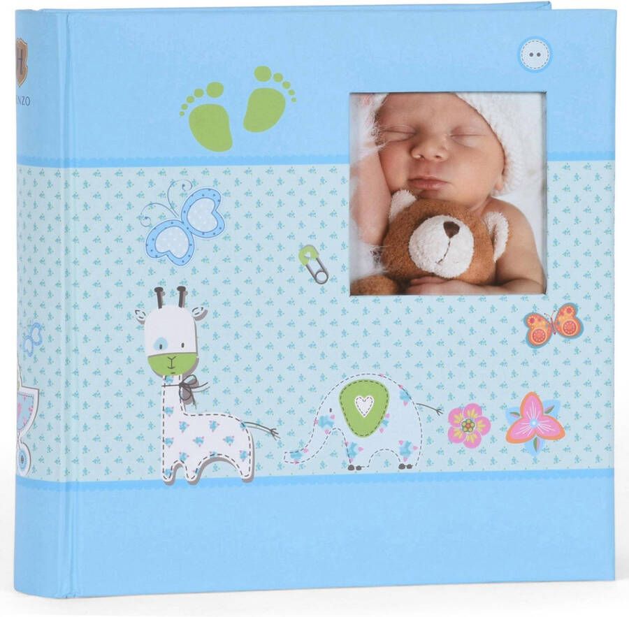 Henzo Fotoalbum Baby Moments 200 foto&apos;s Blauw Met frame