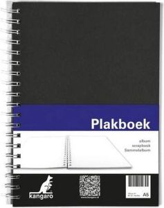 Kangaro Plakboek A5+ 120grs 40 vel voorkant zwart 25x18cm papier(25x19cm met spiraal)