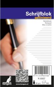 Kangaro schrijfblok kopgeniet A7 gelinieerd wit 100 pagina&apos;s