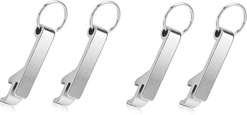 Knaak Flesopener Sleutelhanger 4 stuks Zilver Bieropener