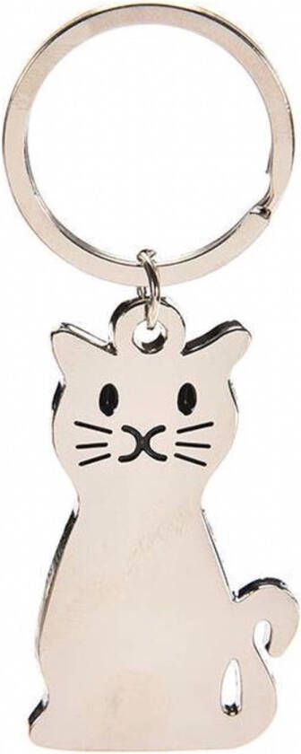 Knaak Sleutelhanger Kat Poes Zilver