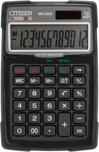 Masskas Calculator Citizen Wr3000 Outdoor Desktop Businessline Black Water- En Stof Restistan