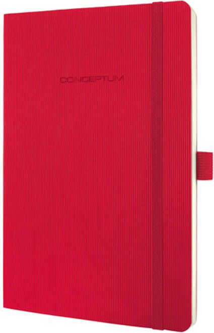 Sigel Notitieboek Conceptum Pure A5 rood 5mm ruit softcover. Genummerde pagina's inhoudsopgave sluiting d.m.v.