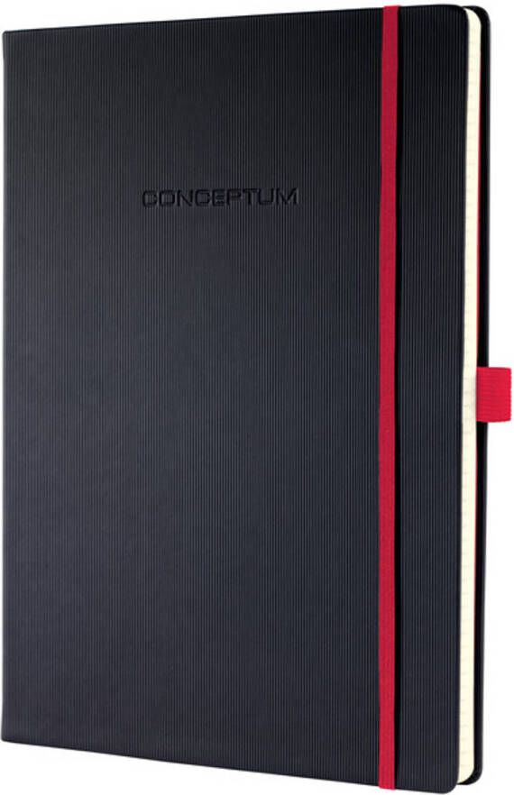 Dobeno Notitieboek Sigel Conceptum RED Edition hardcover A4 zwart geruit