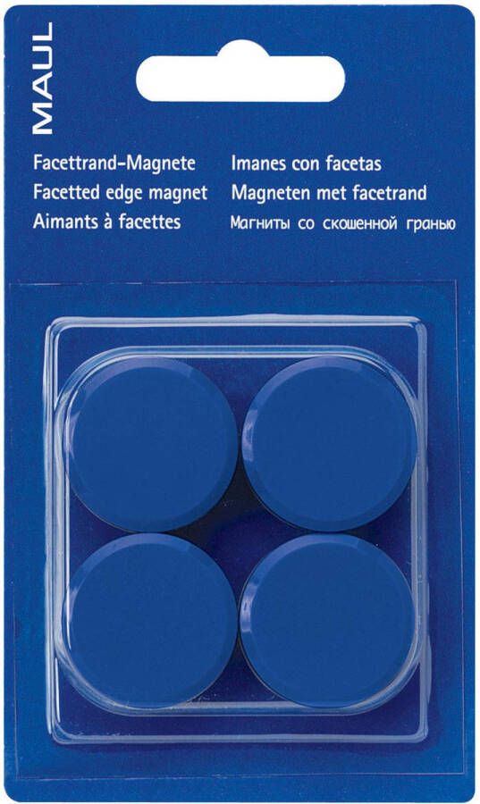 Maul magneet Solid 32mm trekkracht 1kg blister 4 blauw 12 stuks