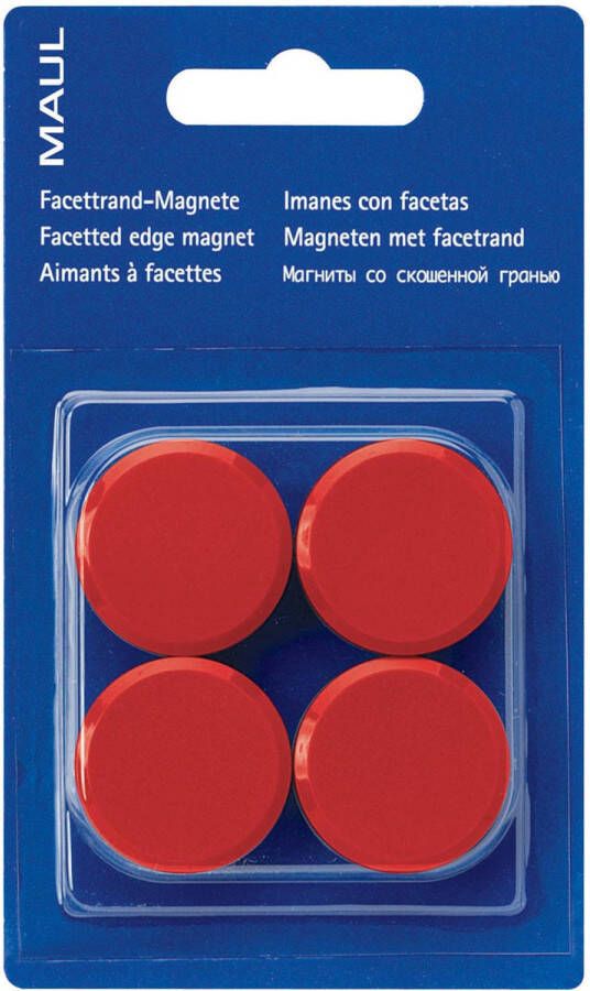 Maul magneet Solid 38mm trekkracht 1 5kg blister 4 rood 12 stuks