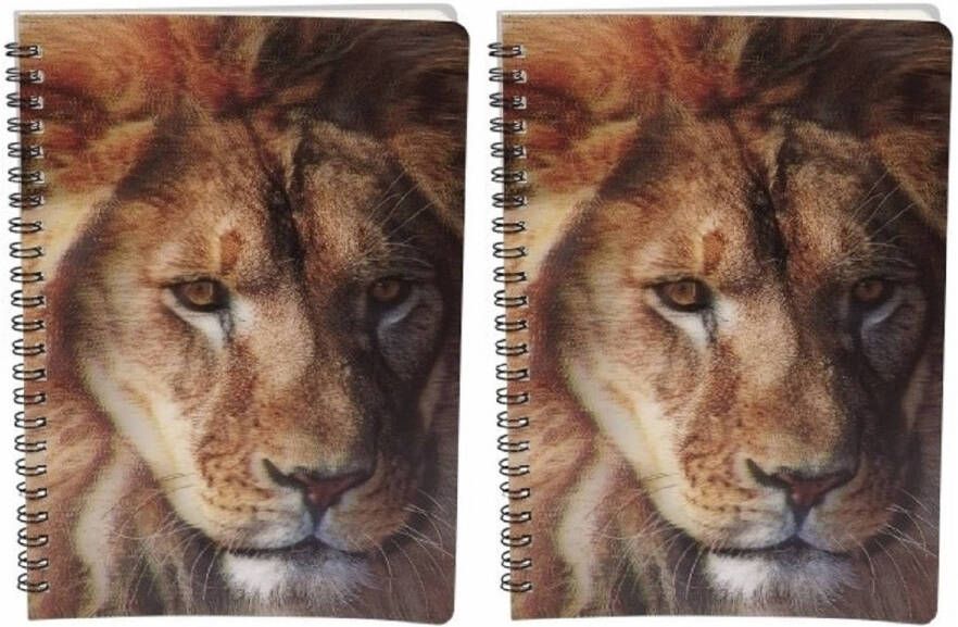 Ravensden 2x stuks leeuw schrift 3D 21cm Notitieboek