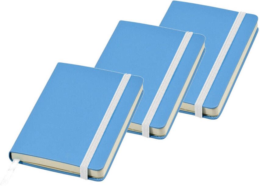 Merkloos 3x stuks luxe schriften A5 formaat met blauwe harde kaft Notitieboek