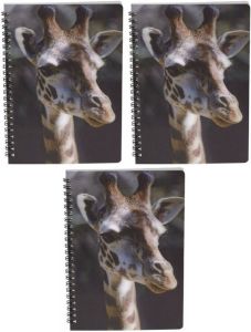 Merkloos 3x Stuks Giraffe Schrift 3d 21cm Notitieboek